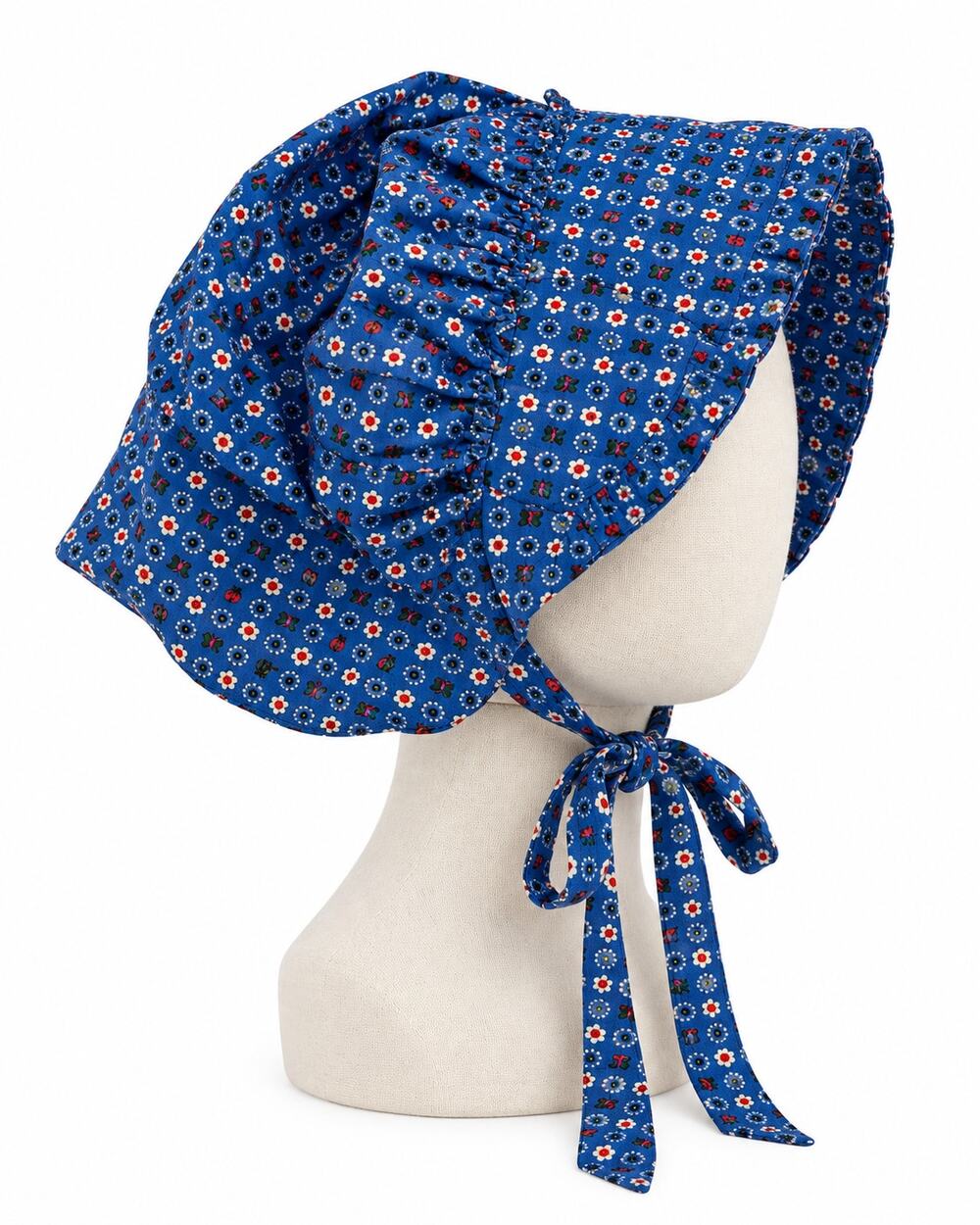 Prairie Bonnet Sunbonnet Handmade Blue Floral Adult Pioneer Costume Cotton Blend
